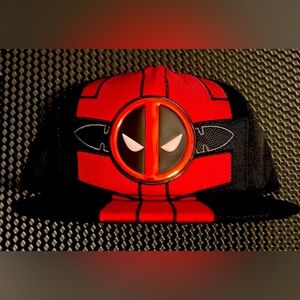 Marvel Deadpool Snapback Hat Red Black 3D Logo Cap Adjustable Unisex